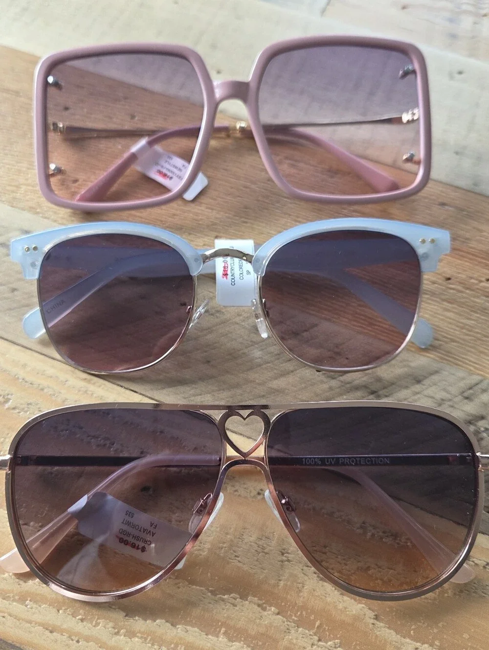 Lot Of Three Francescas‎ Women's Sunglasses - Pink, Blue, Rose Gold